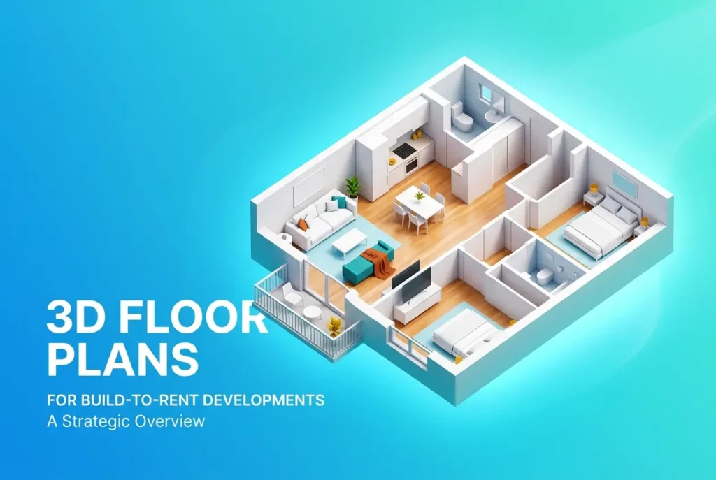 3D render of a modern apartment floor plan for build-to-rent developments — 3D Floor Plans for Build-to-Rent Developments: