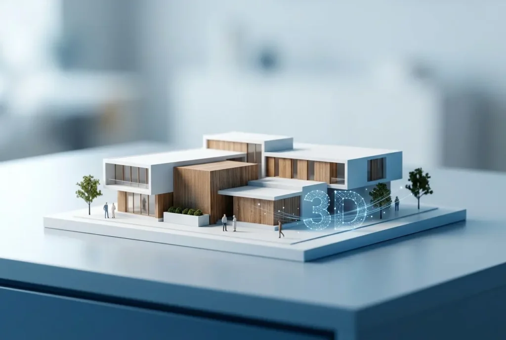 3D render of modern assisted living development, showcasing architectural design and 3D visualization — 3D Rendering for La