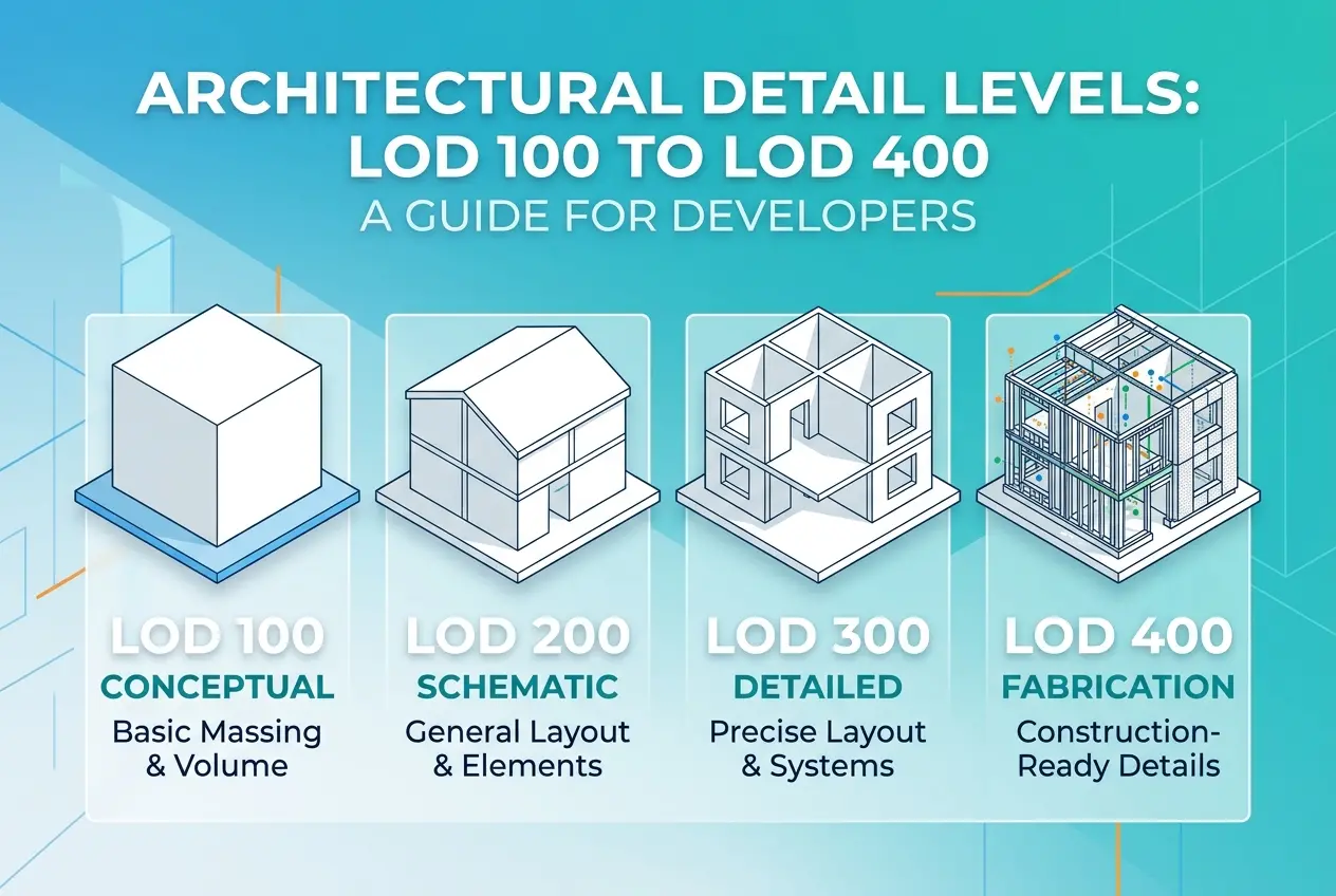 What Level of Architectural Detail Do You Actually Need in a 3D Rendering: LOD 100 to LOD 400 Explained for Developers